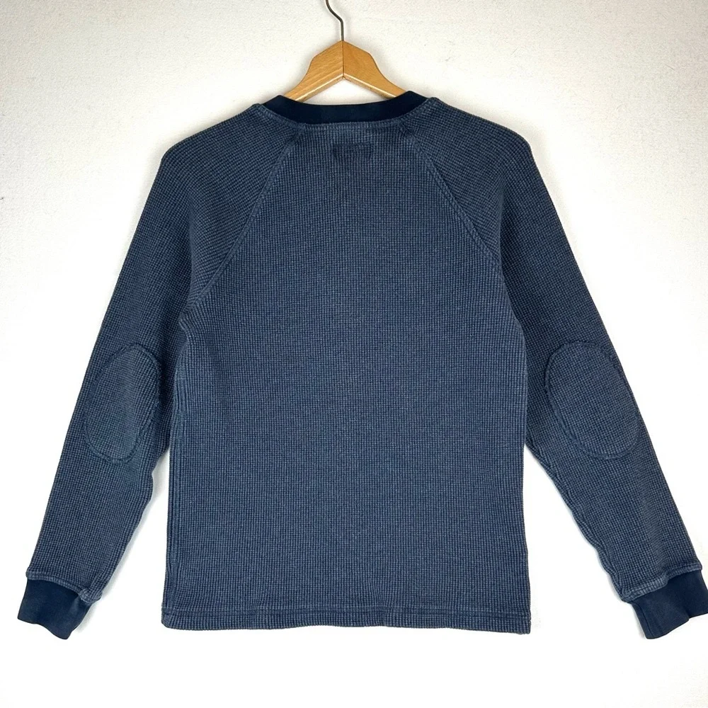 LL Bean Signature Waffle Henley Thermal Shirt Elbow Patch Gorpcore